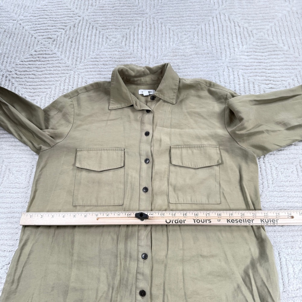 Nordstrom Shirt Dress Womens Medium Olive Khaki Utility Safari Earthy Gorpcore - Picture 7 of 11